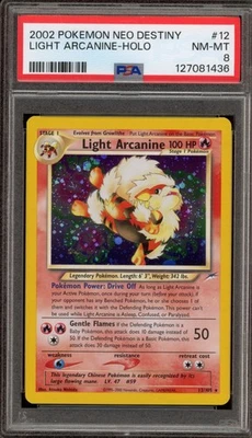 Pokemon Light Arcanine Neo Destiny Unlimited Holo Rare #12 PSA 8 - Image 1 of 2