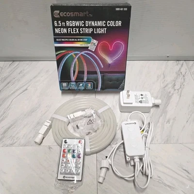 EcoSmart 6.5 ft. RGBWIC Color Changing Dimmable PlugIn LED Neon Flex Strip Light - Image 1 of 4