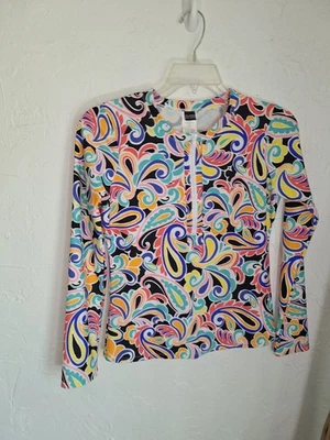 Island Escape Women Half-Zip Rashguard Multi Size Large  TOP ONLY Multicolor  - Image 1 of 4