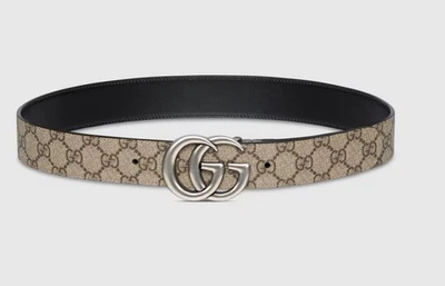 Cinturón Gucci GG Reversible Plateado Negro 2025 Marmont 3cm Ancho Talla 95cm Nuevo 659417 - Imagen 1 de 4