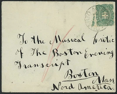Cover - Italy Sc #75  Italy to Music Critic Boston Evening Transcript 1899 S1567 - Image 1 of 2