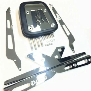 Black New Passenger Flame Sissy Bar Backrest For VTX 1800F 2005-2011 - Picture 1 of 3