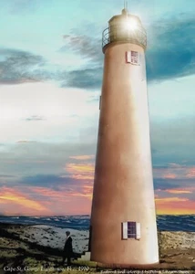 8 x 10 restauriertes Vintage Foto vom Cape St. George Leuchtturm um 1910 - Bild 1 von 1