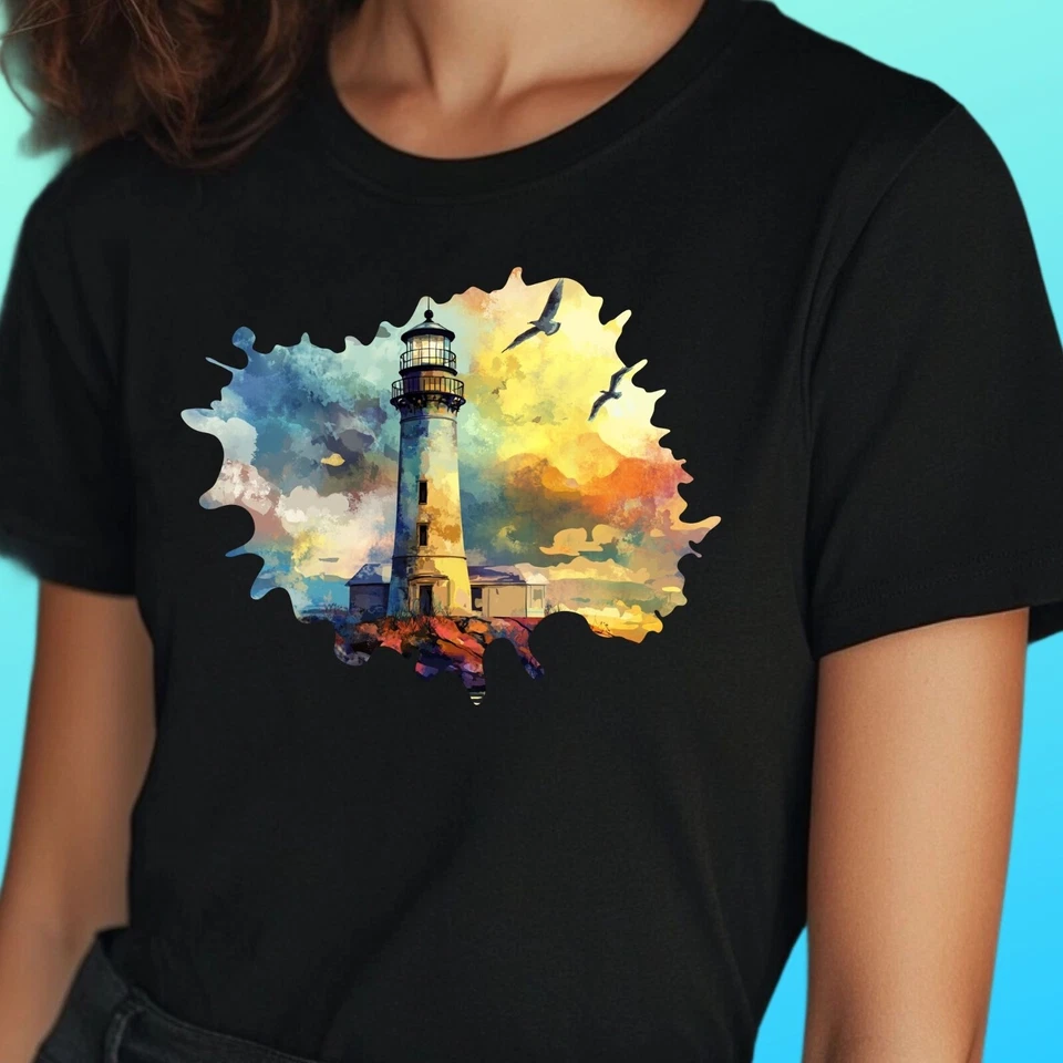 Frauen T-Shirt Leuchtturm Motiv Baumwolle Größe S bis 3XL - Bild 1 von 1