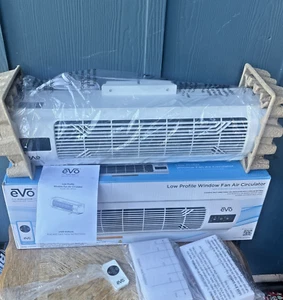 NEW EVO Low Profile Oscillating Window Fan Air Circulator 4-Speed Airflow, White - Picture 1 of 10
