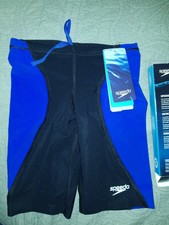 NWT Boys speedo Power Plus Sprint Splc Jammer Size 24 Blk/Sapphire Competative 