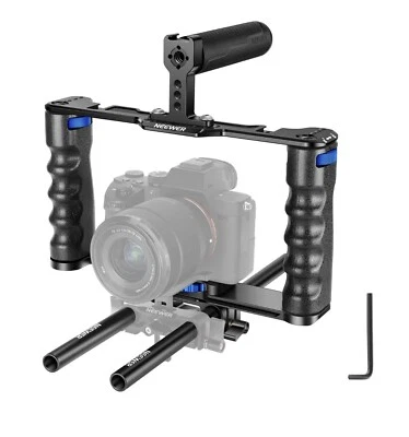Neewer Upgraded Aluminum Alloy Camera Video Cage Film Making Kit, Black/Blue - Image 1 of 3