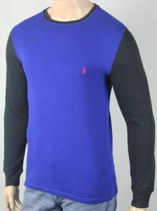 Polo Ralph Lauren blau schwarz Rundhalsausschnitt Waffel Thermo Schlafshirt rot Pony neu mit Etikett - Bild 1 von 1