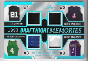 TIM DUNCAN/VAN HORN/BILLUPS/TRACY MCGRADY 2024 LEAF 97 DRAFT JERSEY CARD #/3! - Picture 1 of 1