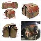 Motorcycle Bike Saddle Bag Two Large Canvas Pocket+Double-Strapped Flap Cover