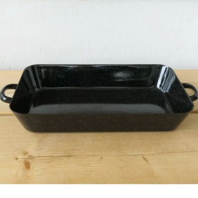 Riess Emaille Bratreine schwarz 44 cm Vierkantpfane Auflaufform Bräter Pfanne - Bild 1 von 3