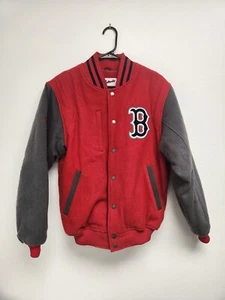 Majestic Vintage Red Sox Wool Blend Bomber Jacket Gray Sleeves Size Small MLB - Picture 1 of 8