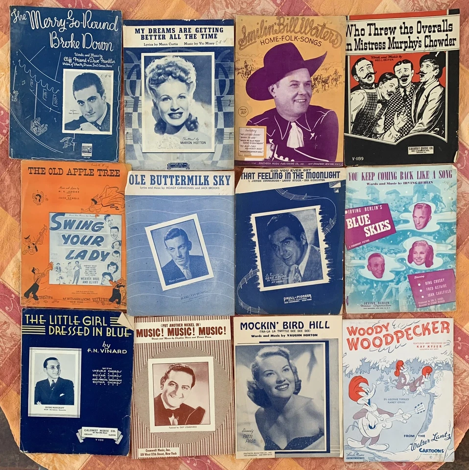 Lot Of 53 Vintage Antique Sheet Music Huge Assorted Mix Ragtime Country Berlin  - Image 1 of 4