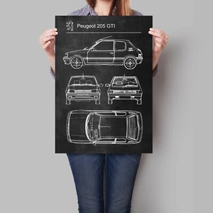 Peugeot 205 GTI Car Poster Retro Patent Blueprint Art Print - Picture 1 of 4
