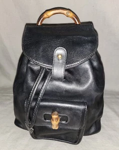BOLSO BOLSO MOCHILA NEGRO BAMBÚ DE COLECCIÓN GUCCI - Imagen 1 de 12