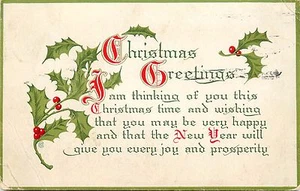 Christmas Greetings pm C 1909 New Year Poem Postcard - Picture 1 of 2
