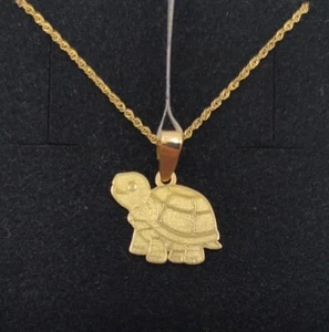 Colgante Y Cadena Oro 18k 750 mls. Tortuga 17,3 mm. - Imagen 1 de 6