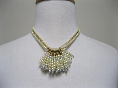 Collar Distintivo Borla Cristal Tono Dorado Perla Semilla Carolee NUEVO CON ETIQUETAS Foto 1 de 2