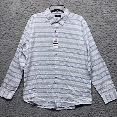 Camisa Alfani Para Hombre XL Abotonada Blanca Azul Ligera Informal Rayas Foto 1 de 4