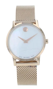 Reloj de cuarzo para dama Movado Museum clásico 28 mm tono oro rosa 607352 usado - Imagen 1 de 8