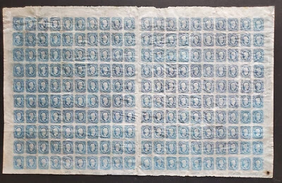 Марка Конфедеративных Штатов Скотт No12 10c синяя, деталь оригинальная двойная панель из 200 пластин No5 - Изображение 1 из 4