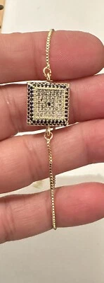 Evil Eye Square Shaped Cubic Zirconia Setting Gold Plated Bracelet - Image 1 of 2