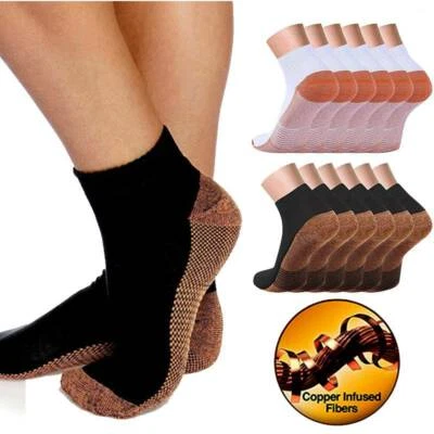Copper Compression Socks Running Anti Fatigue Travel Flight Sleeve Ladies Men UK - Image 1 of 4