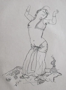 GEORGE GROSZ ALGERIEN BAUCHTÄNZERIN LITHOGRAPHIE 1921 BELLY DANCE BAUCHTANZ - Bild 1 von 2