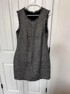 Banana Republic Tweed Blue Dress With Fringe Size 14  - Picture 1 of 5