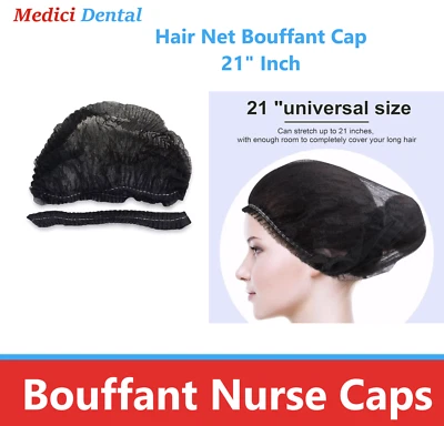 50- 100ct Hair Net Bouffant Cap Green Blue Non Woven Head Cover Industrial 21" - Image 1 of 4