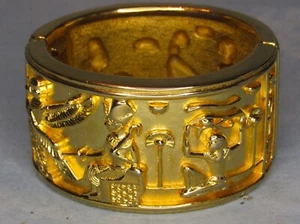 22k Gold Plated Avon Elizabeth Taylor Egyptian Revival Bracelet Cuff - Picture 1 of 9