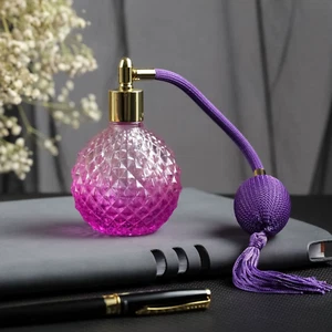 Perfume Bottle Empty 100Ml Colorful Crystal Vintage Gold Long Spray Tassels Mist - Picture 1 of 17