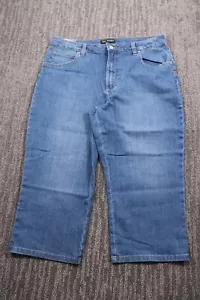 NWT Lee Women Jeans 14 Blue Denim Capri Stretch Western Relaxed Essential Casual - Picture 1 of 17