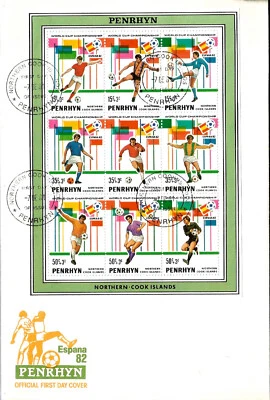 World Cup Soccer Football Spain 1982 Flags Cook Isles Sheet First Day Cover FDC - Image 1 of 2