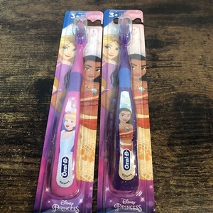 Oral B Kid’s Pink& Purple Toothbrush Disney Princess 3 + Years Extra Soft Lot/2 - Picture 1 of 6