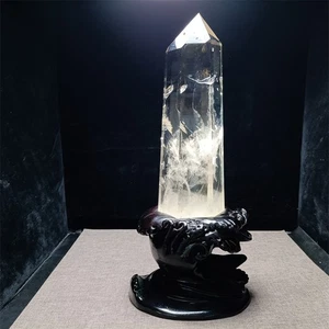 3.8LB Natural Clear Quartz Crystal Obelisk Tower Point Wand Reiki Healing+stand - Picture 1 of 11
