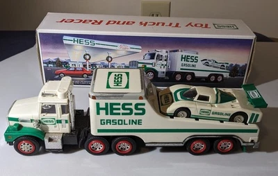 Винтажный игрушечный грузовик и гонщик 1988 HESS с коробкой подержанный - Изображение 1 из 4