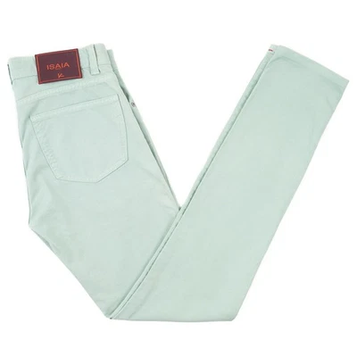 Isaia Slim Tapered Fit Light Green Denim Jeans 30 (Eu 46) NWT Imperfect - Image 1 of 4