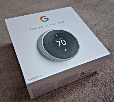 Google Nest Learning Thermostat Stainless Steel Design New In Box - Image 1 of 4