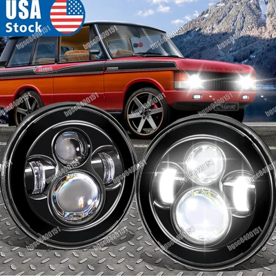 For Land Rover Range Rover Classic 1970-1995 2x 7" Round LED Headlights Hi/Lo - Image 1 of 4