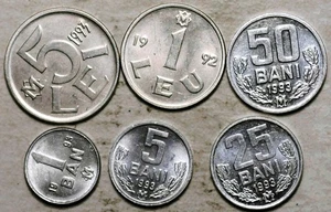 1993 MOLDOVA LOT OF SIX COINS: 1-5-25-50 BANI + 1-5 LEI (BRILLIANT UNC!) - Picture 1 of 2