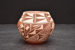 ACOMA PUEBLO NM CERAMICA POLICROMA vaso brocca geometrica vaso Olla arrotolato a mano - Foto 1 di 14