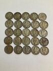 Lot of 25 Mercury Dimes 90% Silver - Mixed Dates