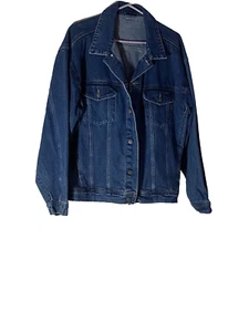 BLUE DENIM JACKET LARGE, 100% COTTON, 4 POCKETS ON FRONT - Picture 1 of 15
