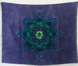 Tie Dye Tapestry / Wall Hanging Mandala / Star 100% Hemp Greens, Blues & Purples - Bild 1 von 1