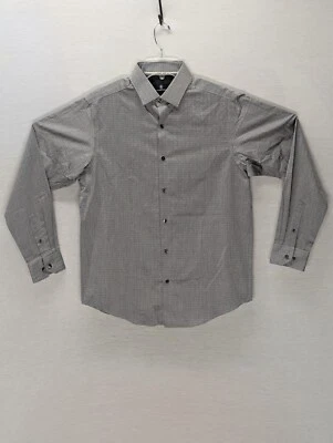 Hart Schaffner Marx Long Sleeve Button Up Shirt Mens Medium Gray Black Diamonds - Image 1 of 4