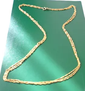 STUNNING VINTAGE UNISEX 9CT GOLD 3 STRAND 18 INCH SINGAPORE TWIST CHAIN NECKLACE - Picture 1 of 10