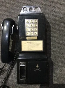 Vtg. Teleconcepts pay phone 13.5” Black Push Button Retro coin bank-prop NO KEY - Picture 1 of 7