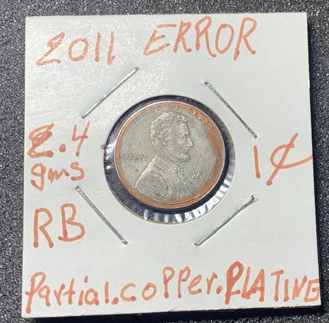 2011 1c Lincoln cent Error Partial coP Per Prating Cover