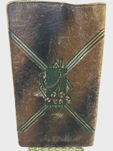 Beautiful Brown Green Antique Distressed Leather Checkbook Wallet Letter Holder - Picture 1 of 9